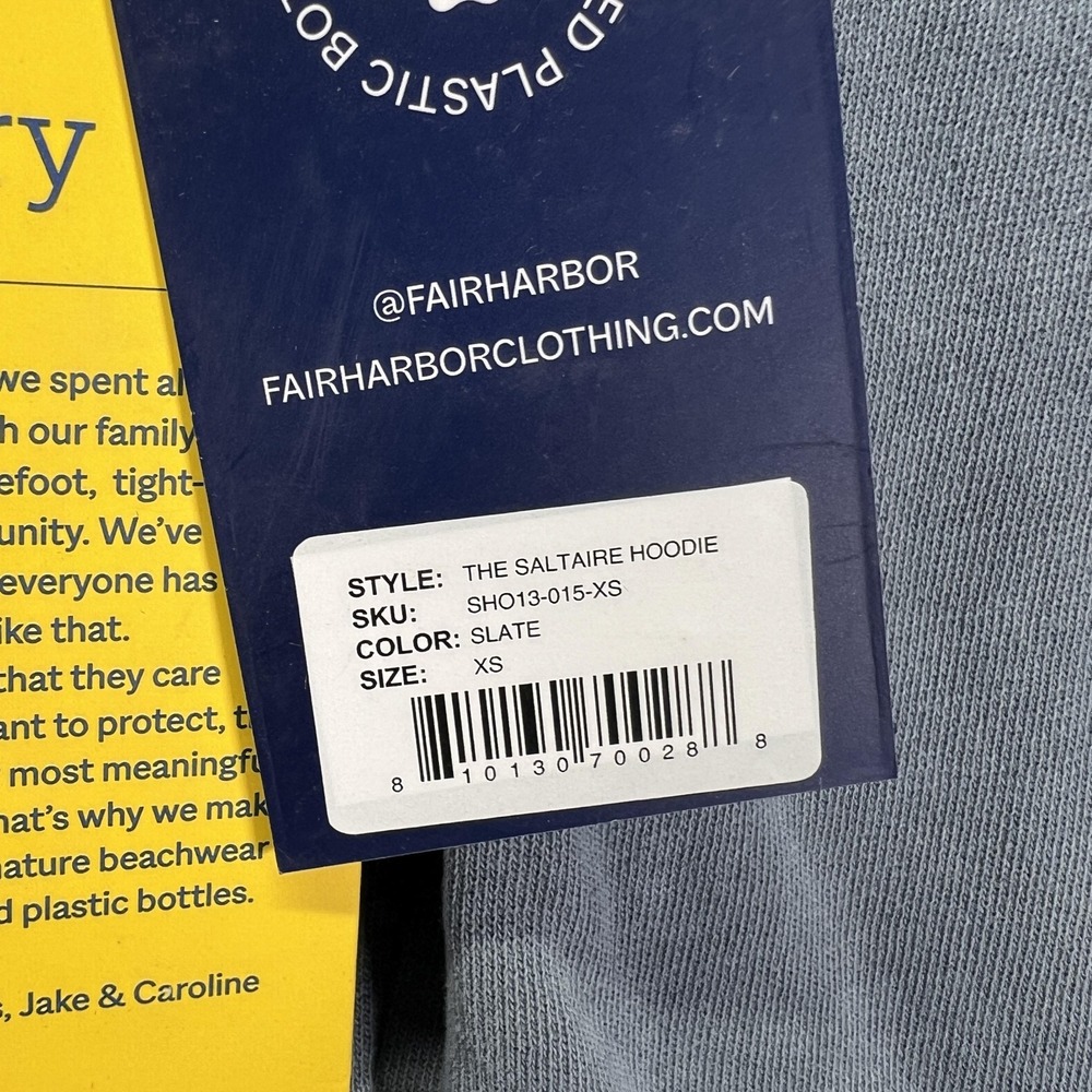 Fair Harbor Saltaire Hoodie Mens XS Slate Blue Pullover Sweatshirt Garment Dyed - Picture 2 of 6